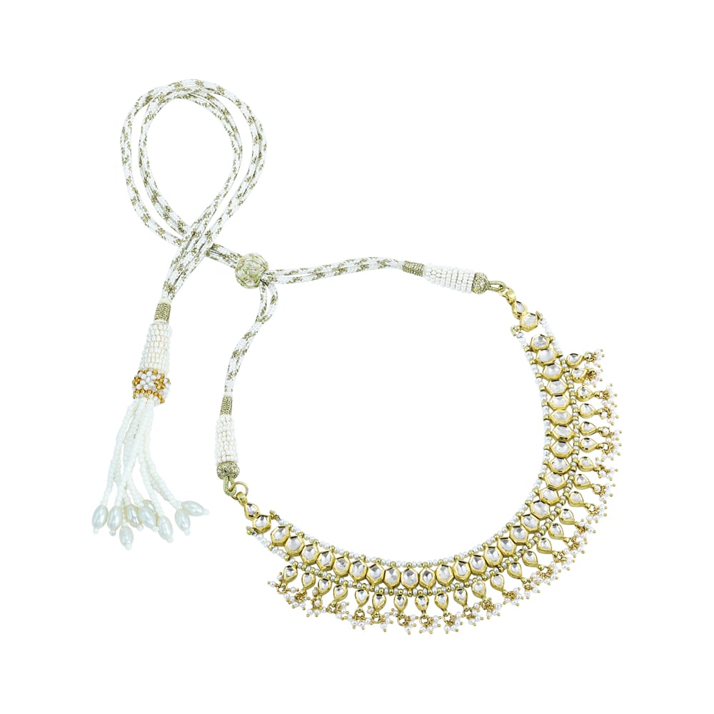 Polki Necklace with Graceful Pearl Beads